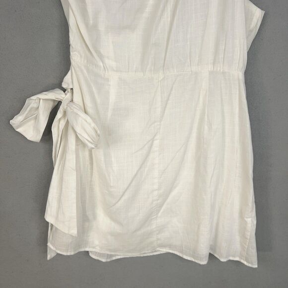 Lulus Dress Womens XL White Forever Summer One Shoulder Faux Wrap Mini Resort - Picture 12 of 16